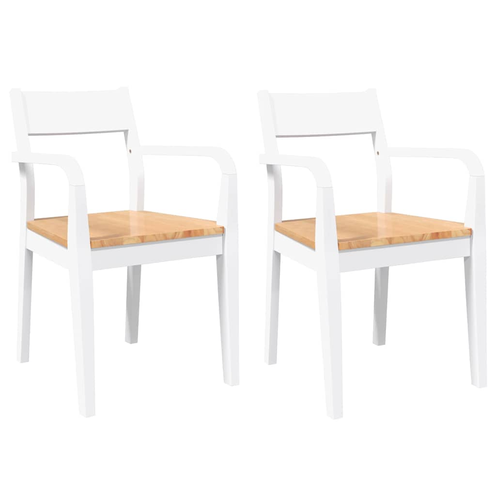 Dining Chairs 2 pcs Solid Wood Rubber White