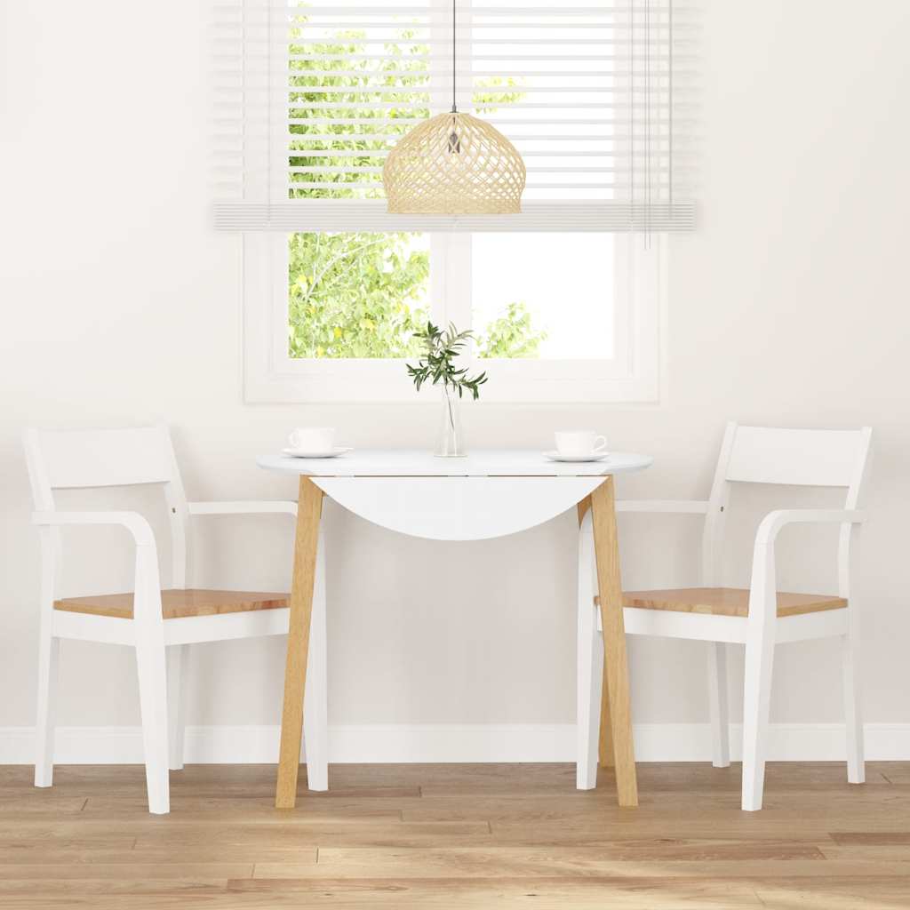 Dining Chairs 2 pcs Solid Wood Rubber White