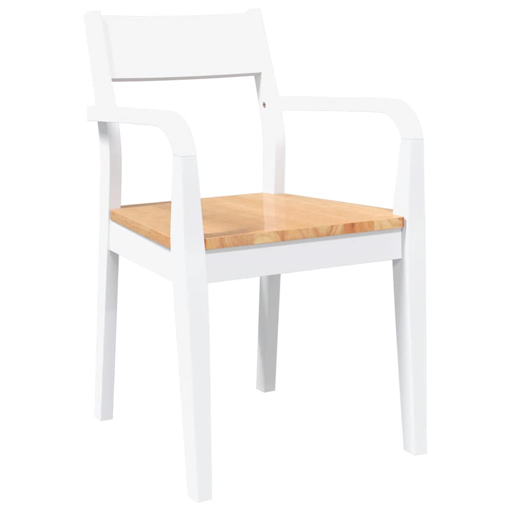 Dining Chairs 2 pcs Solid Wood Rubber White