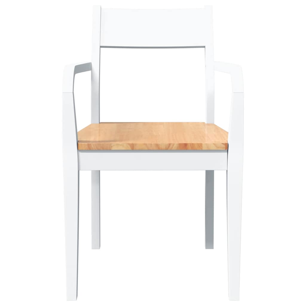 Dining Chairs 2 pcs Solid Wood Rubber White