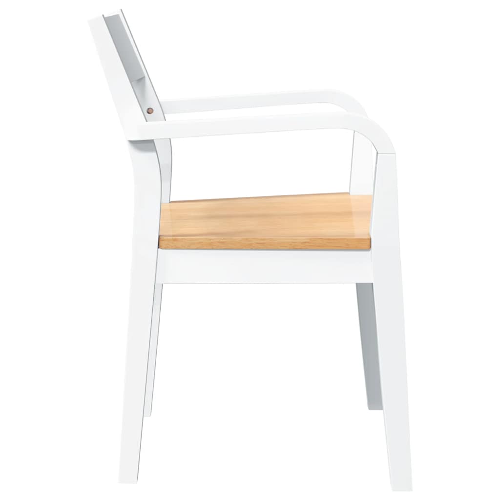 Dining Chairs 2 pcs Solid Wood Rubber White