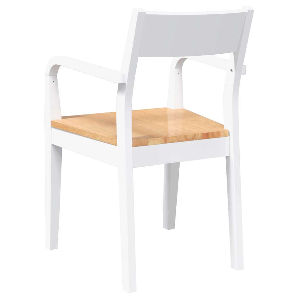 Dining Chairs 2 pcs Solid Wood Rubber White