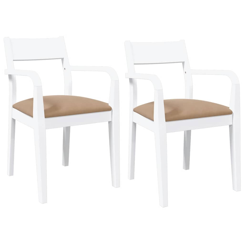 Dining room chairs with cushions 2 pcs rubber made of solid wood white