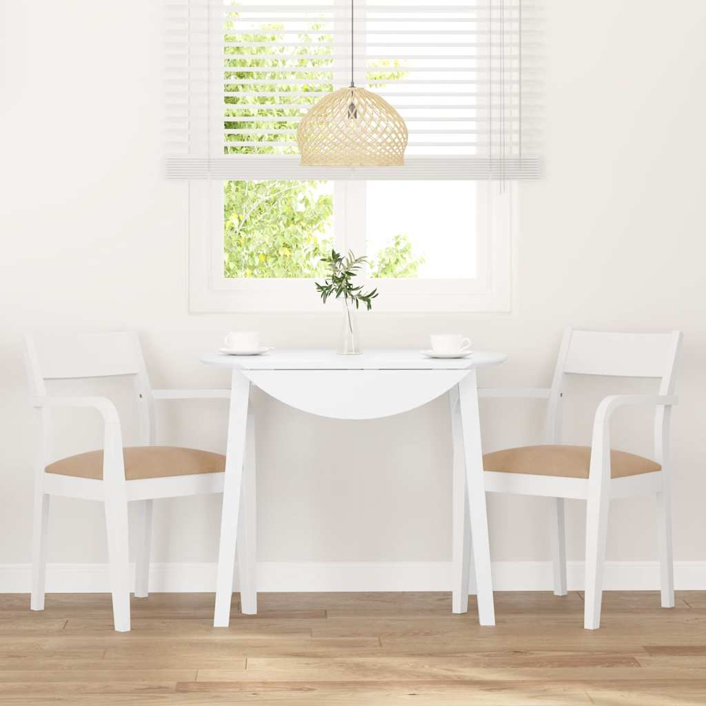 Dining room chairs with cushions 2 pcs rubber made of solid wood white