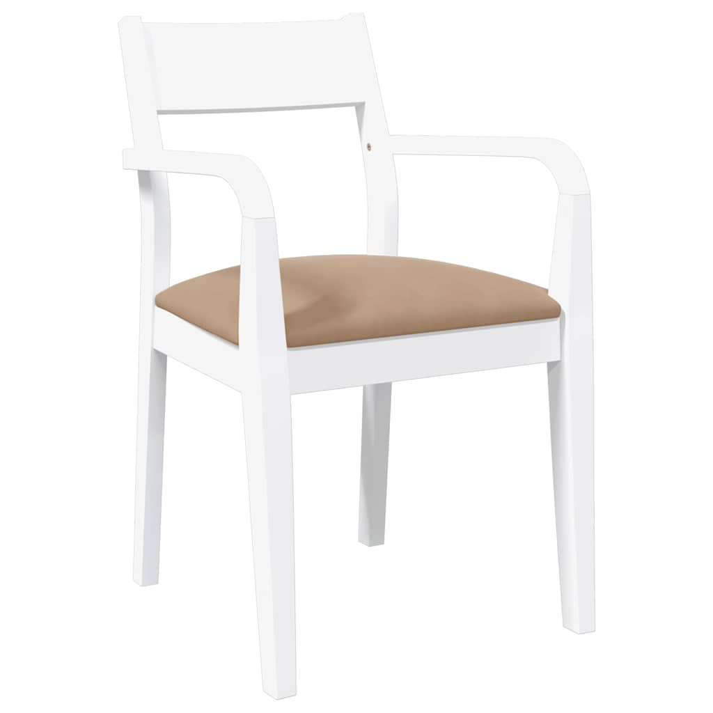 Dining room chairs with cushions 2 pcs rubber made of solid wood white