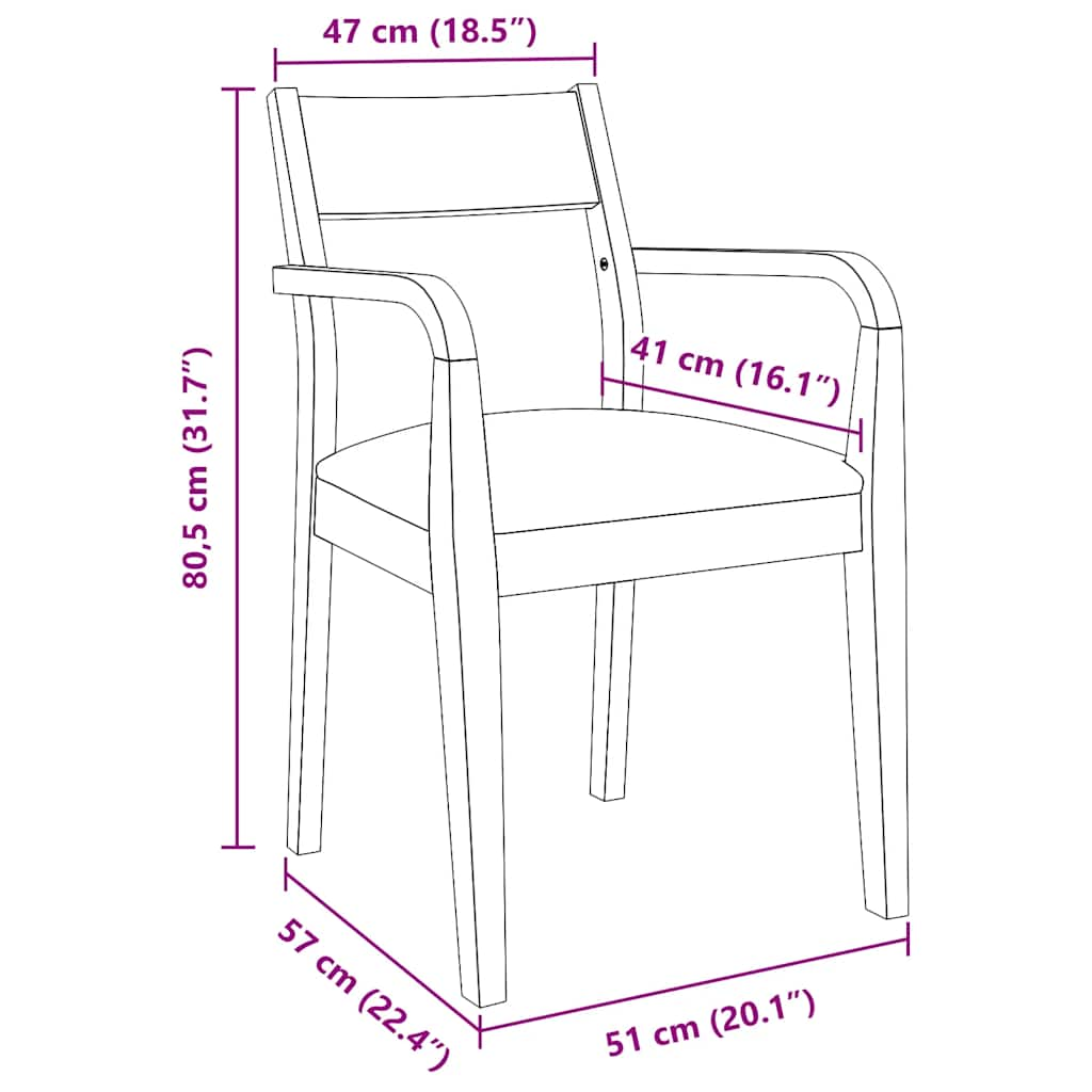 Dining room chairs with cushions 2 pcs rubber made of solid wood white