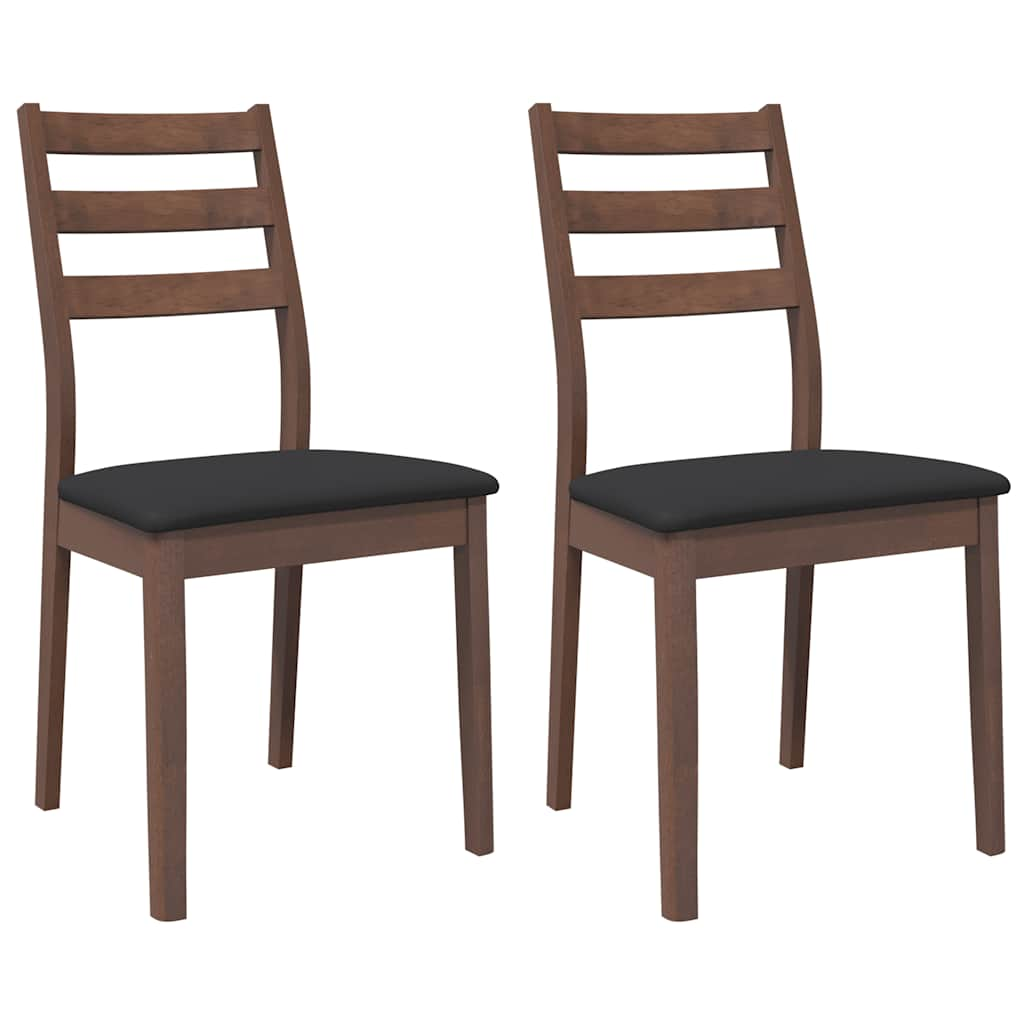 Dining room chairs with cushions 2 pcs. rubber made of solid wood brown