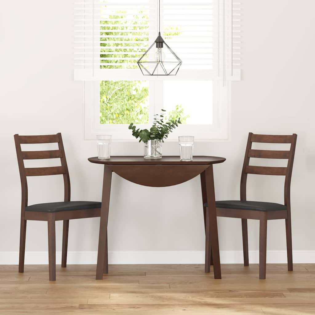 Dining room chairs with cushions 2 pcs. rubber made of solid wood brown