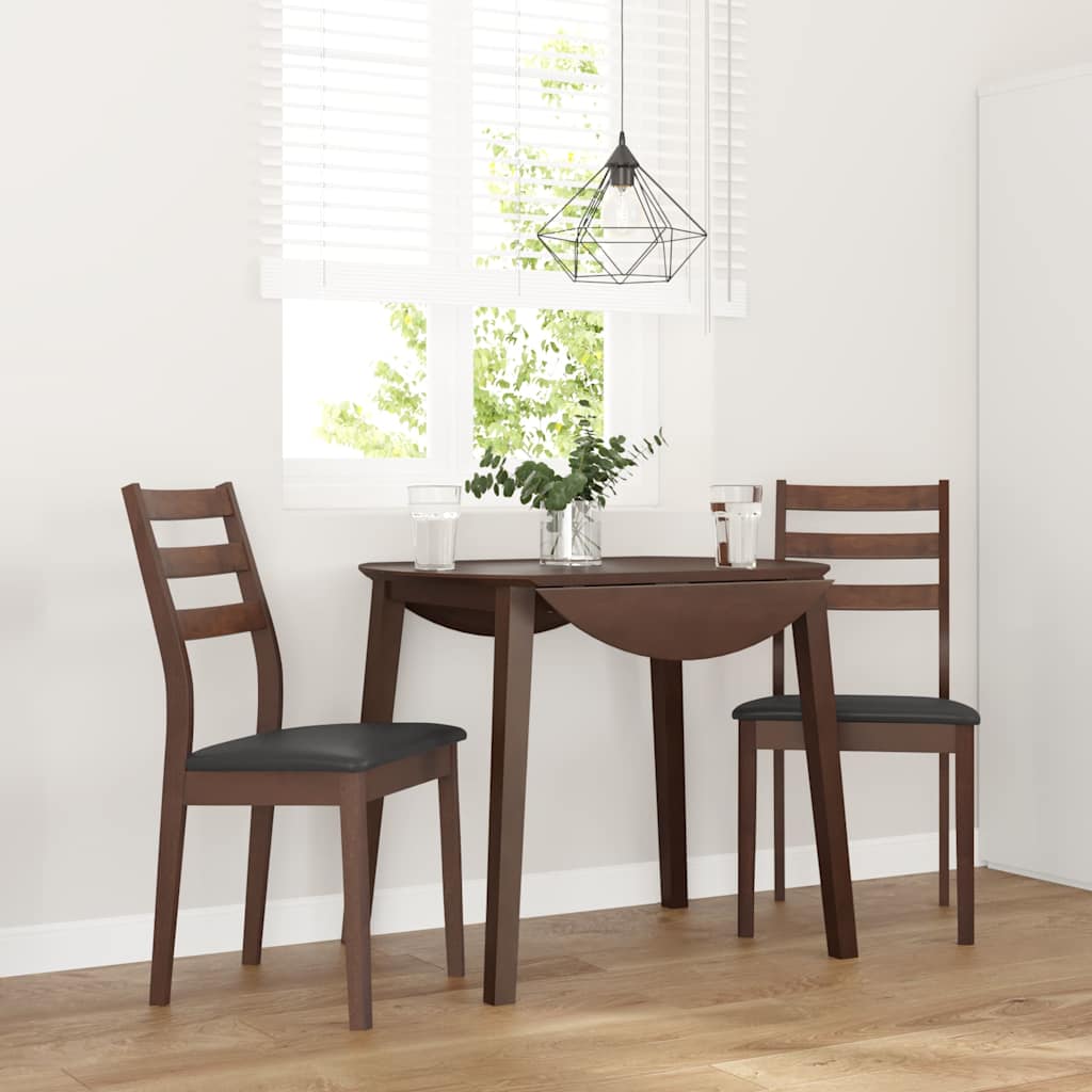 Dining room chairs with cushions 2 pcs. rubber made of solid wood brown