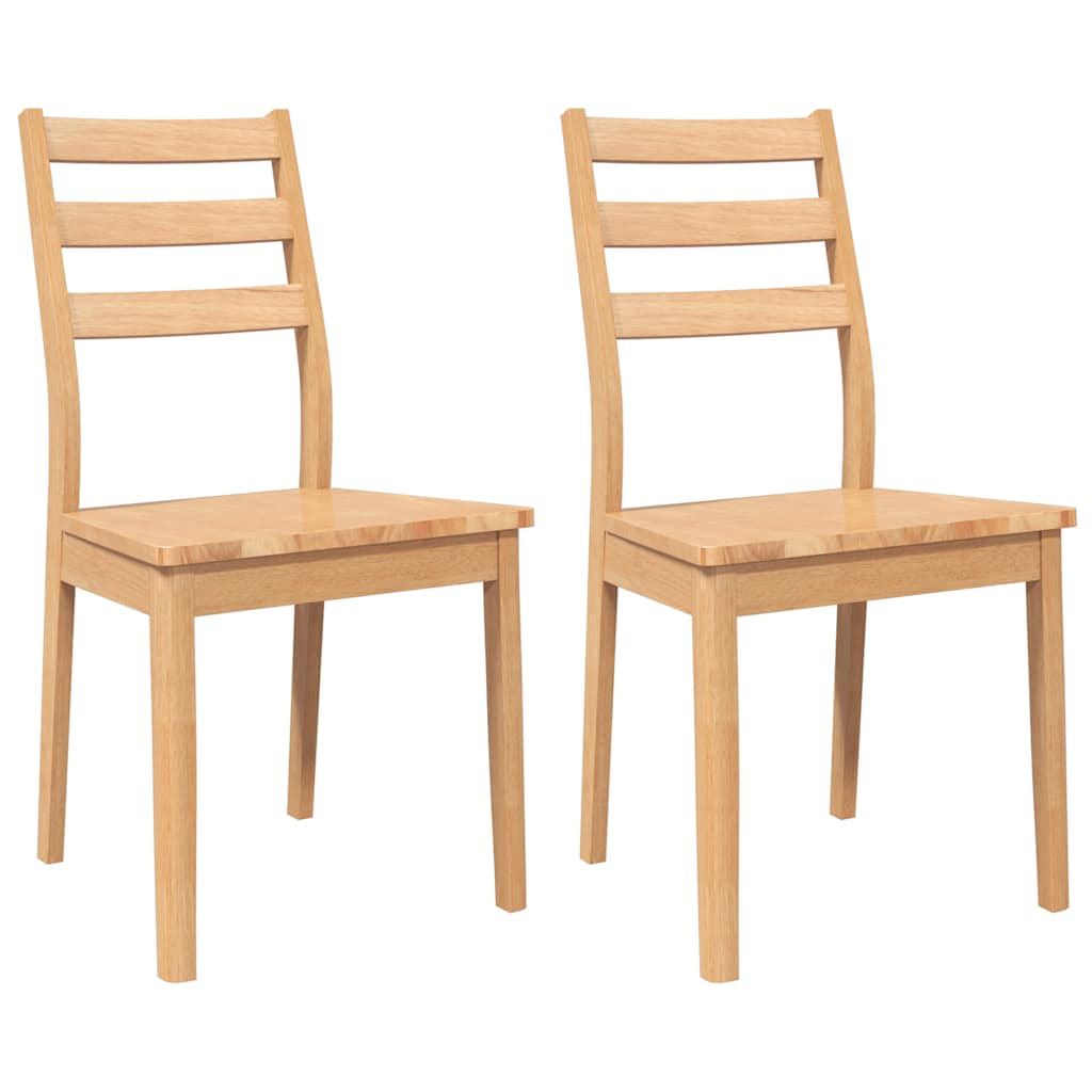 2-Piece Natural Solid Wood Rubber Dining Chairs