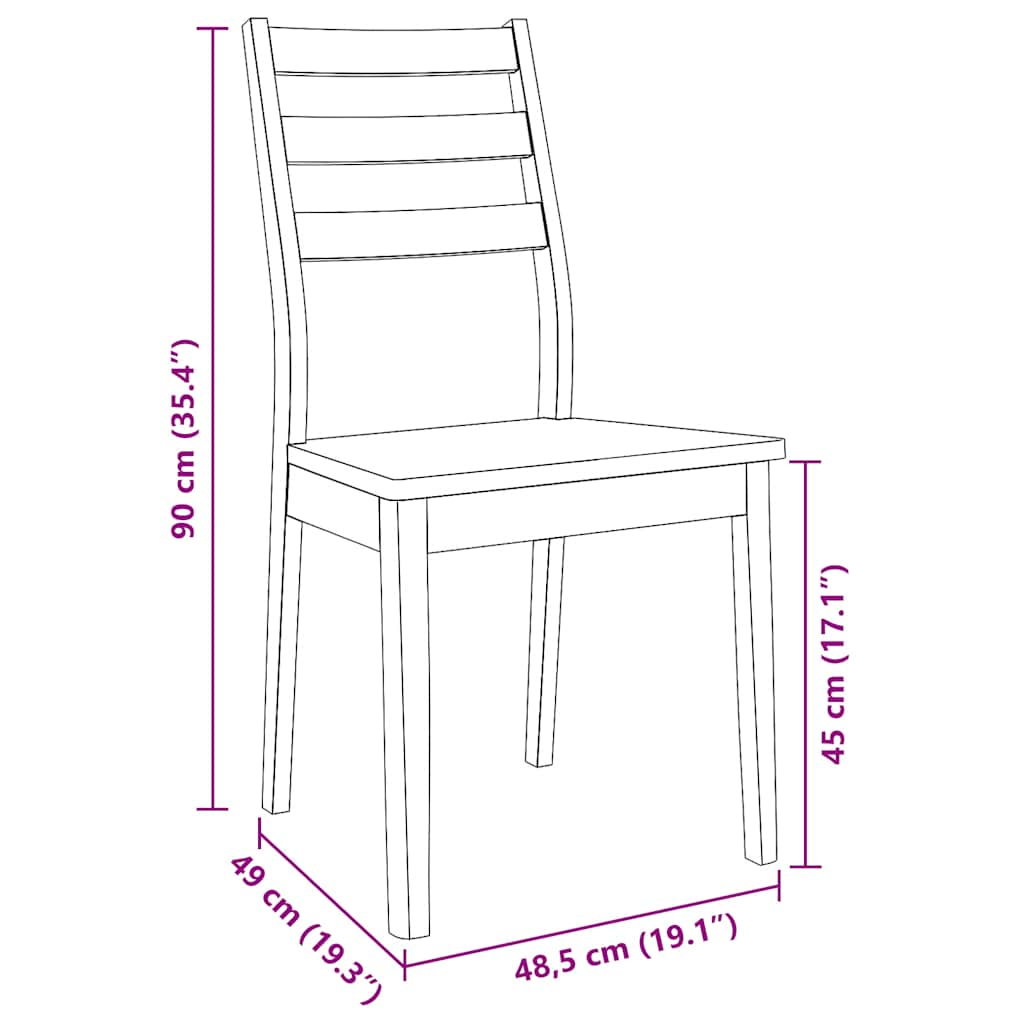 2-Piece Natural Solid Wood Rubber Dining Chairs