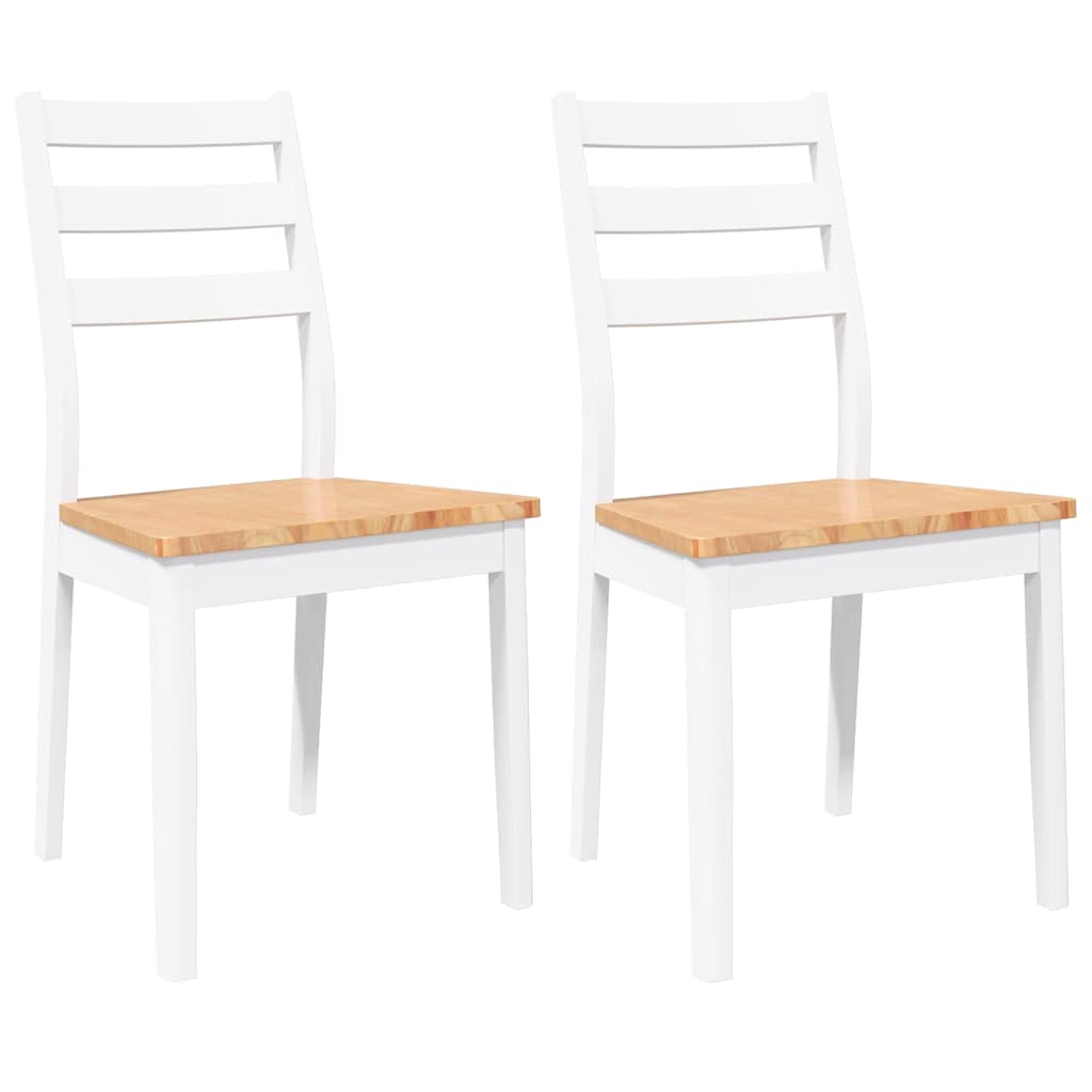 Dining Chairs 2 pcs Solid Wood Rubber White