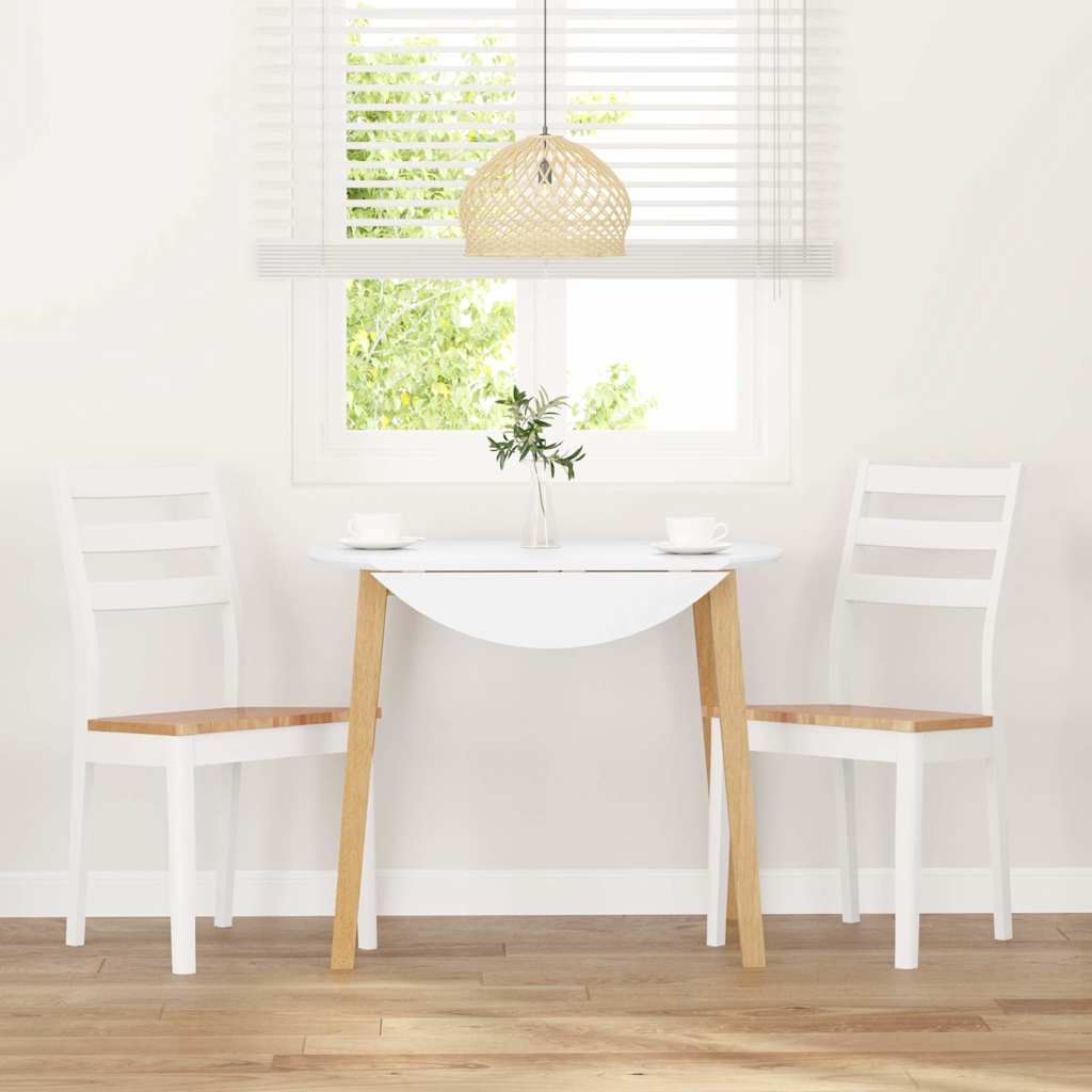 Dining Chairs 2 pcs Solid Wood Rubber White