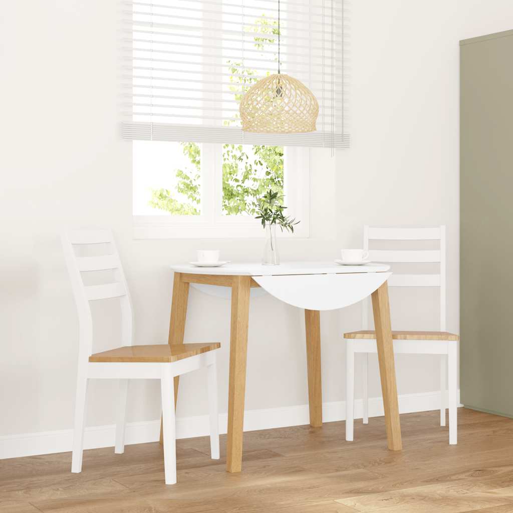 Dining Chairs 2 pcs Solid Wood Rubber White