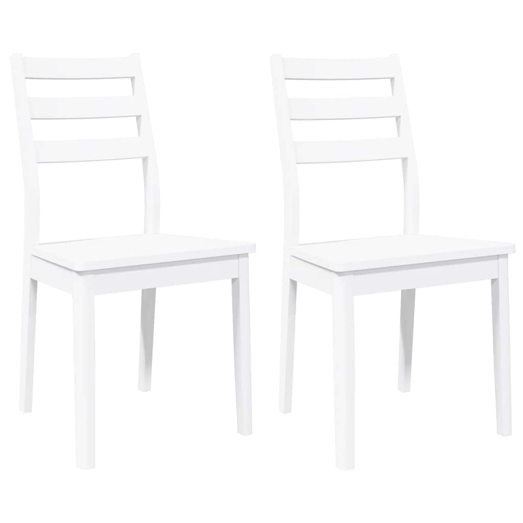 Dining Chairs 2 pcs Solid Wood Rubber White