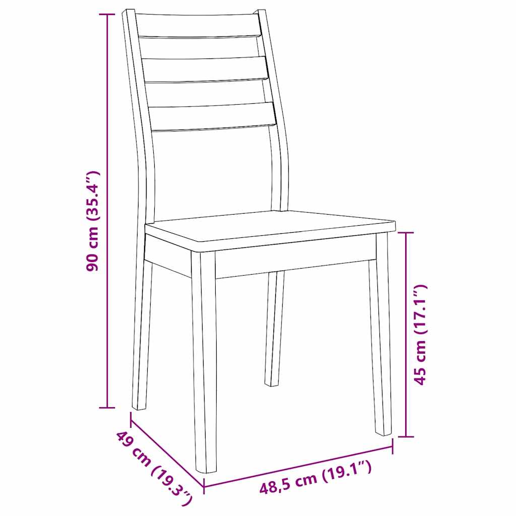 Dining Chairs 2 pcs Solid Wood Rubber White