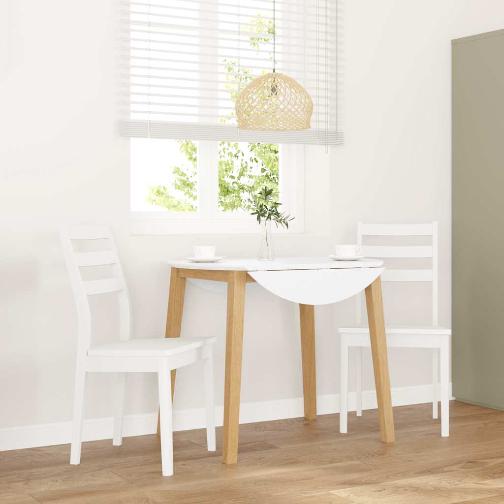 Dining Chairs 2 pcs Solid Wood Rubber White