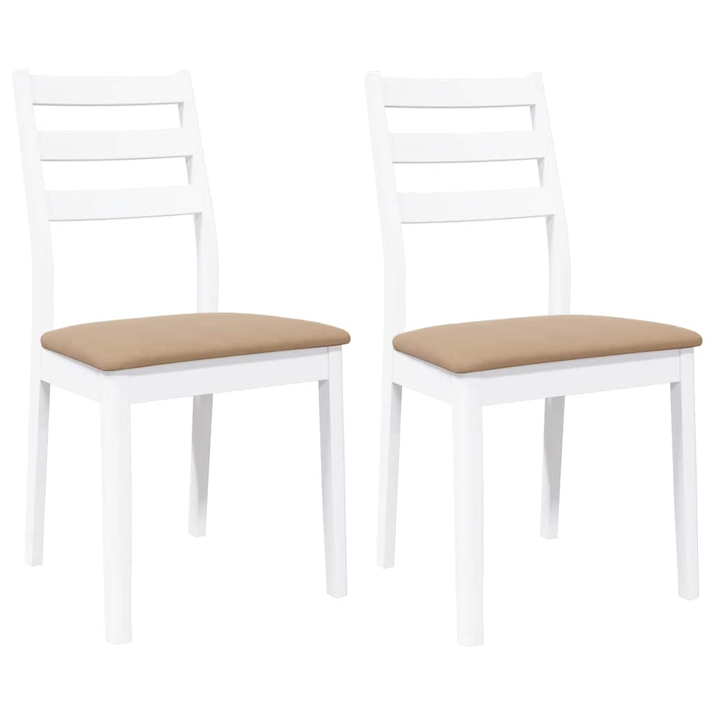 Dining room chairs with cushions 2 pcs rubber made of solid wood white