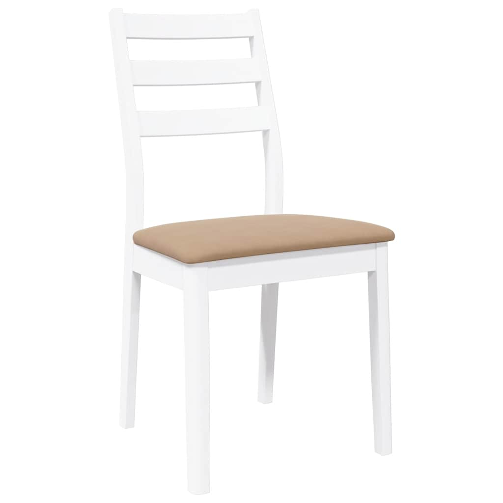 Dining room chairs with cushions 2 pcs rubber made of solid wood white