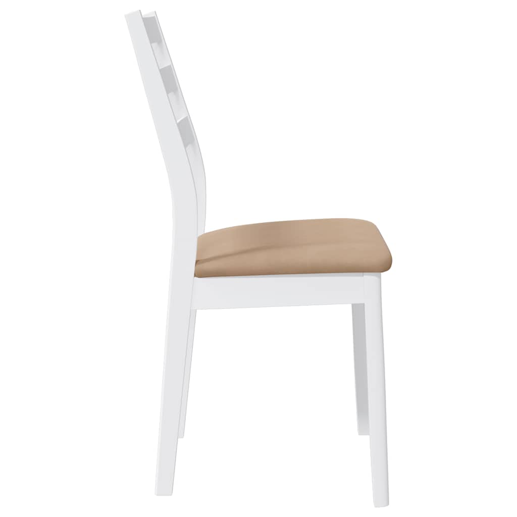 Dining room chairs with cushions 2 pcs rubber made of solid wood white