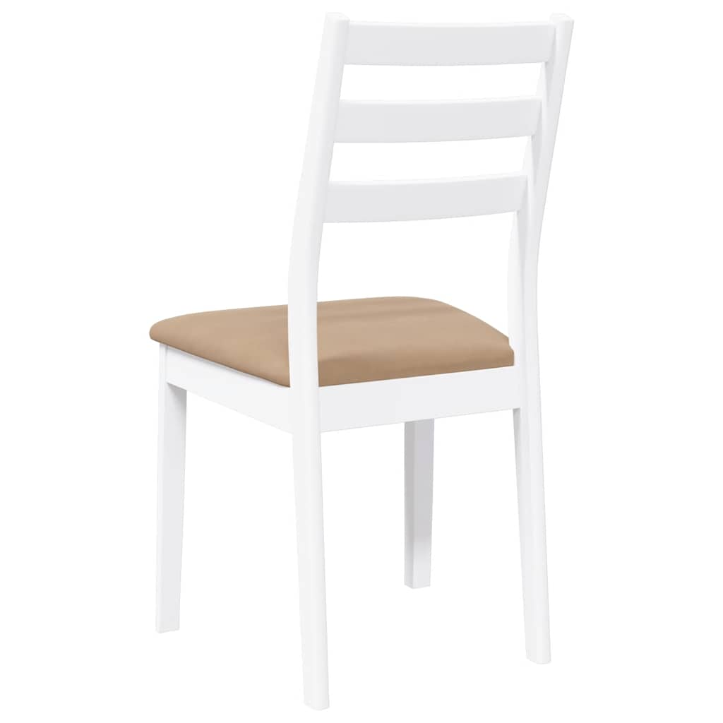 Dining room chairs with cushions 2 pcs rubber made of solid wood white