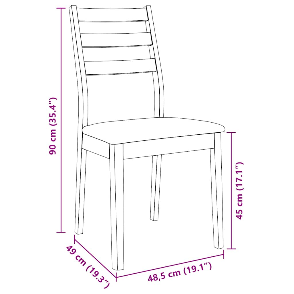 Dining room chairs with cushions 2 pcs rubber made of solid wood white