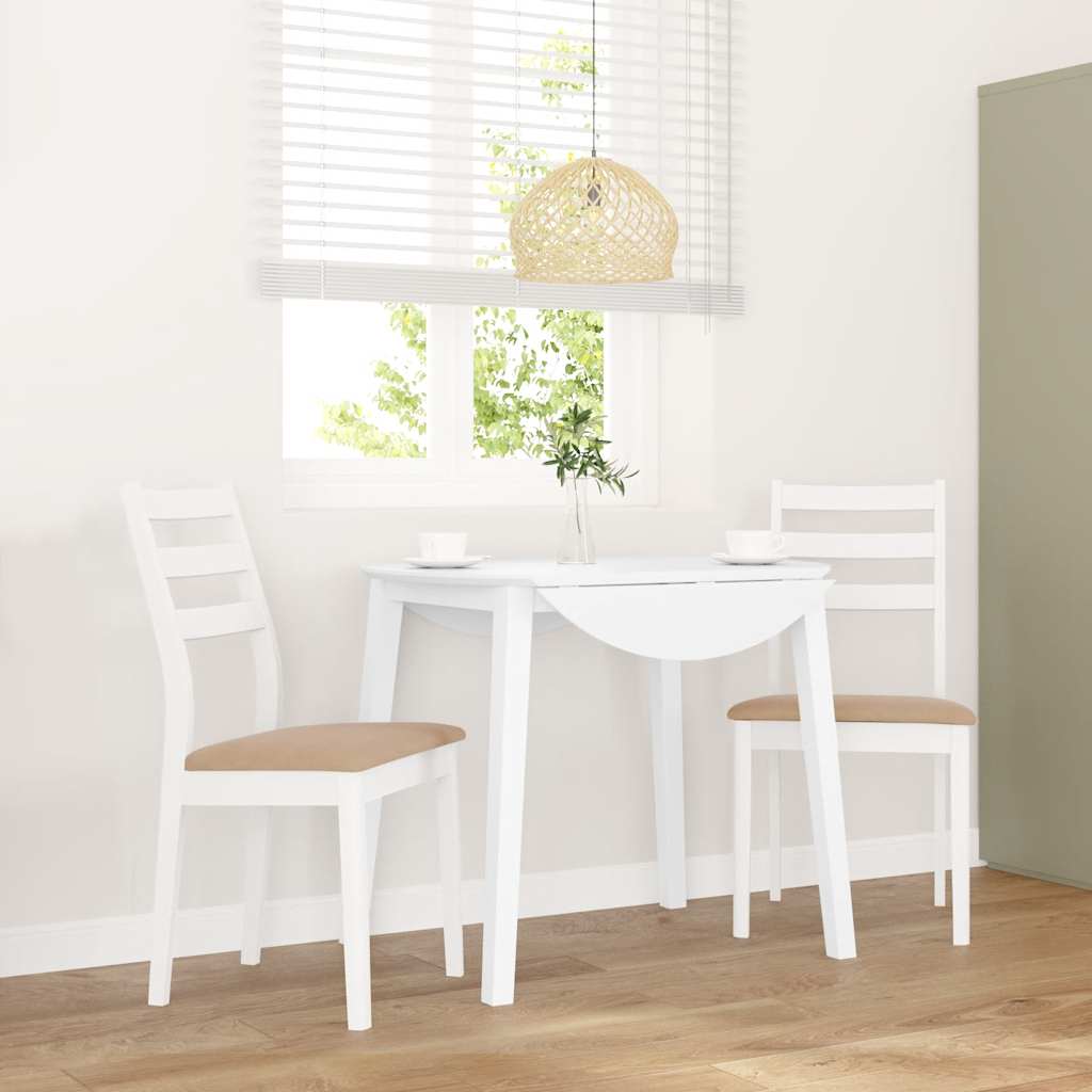 Dining room chairs with cushions 2 pcs rubber made of solid wood white