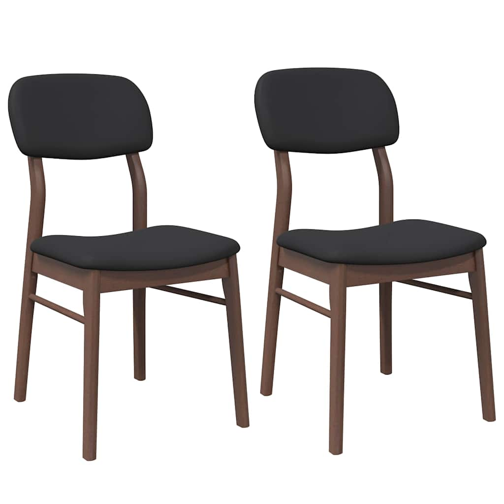 Dining room chairs with cushions 2 pcs. rubber made of solid wood brown