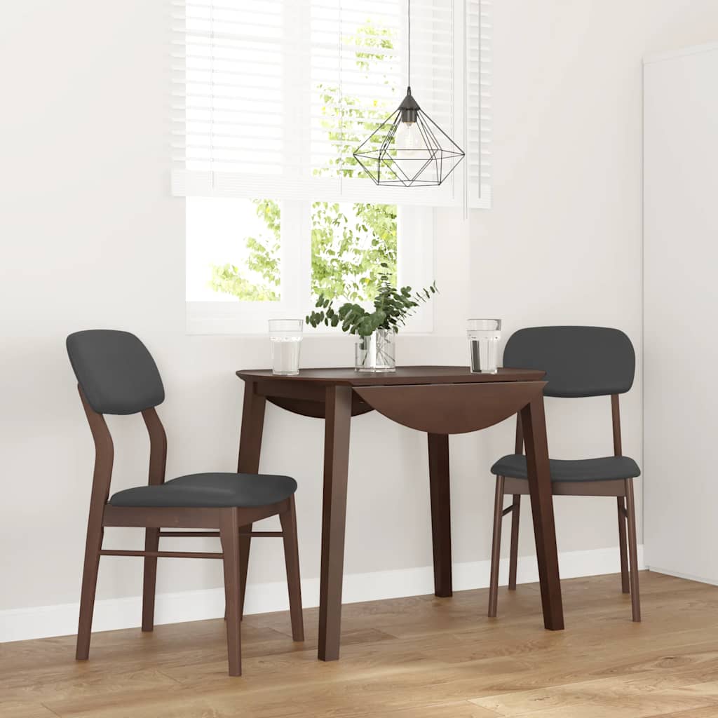 Dining room chairs with cushions 2 pcs. rubber made of solid wood brown