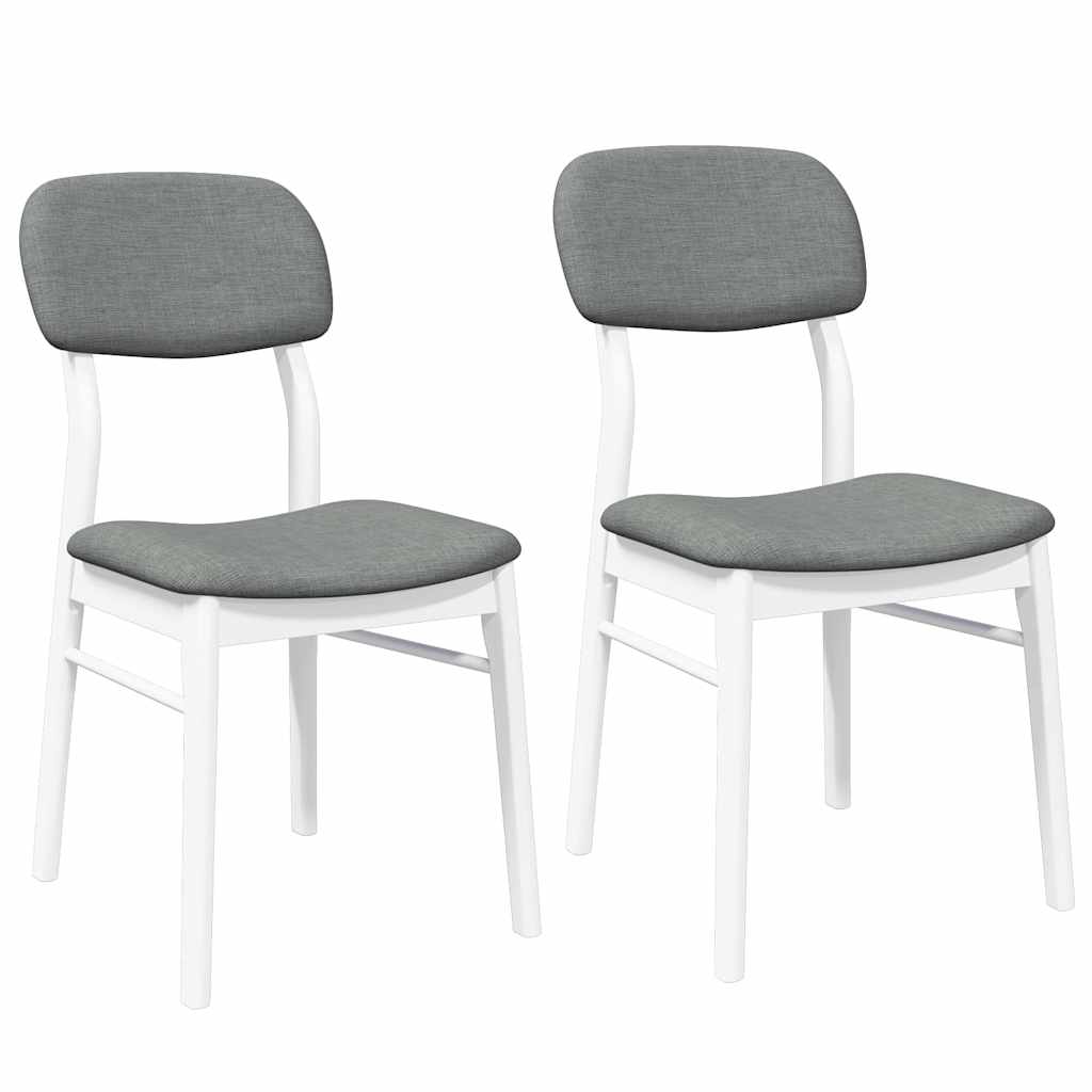 Dining room chairs with cushions 2 pcs rubber made of solid wood white