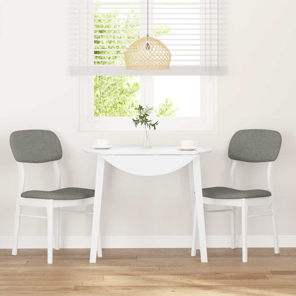 Dining room chairs with cushions 2 pcs rubber made of solid wood white