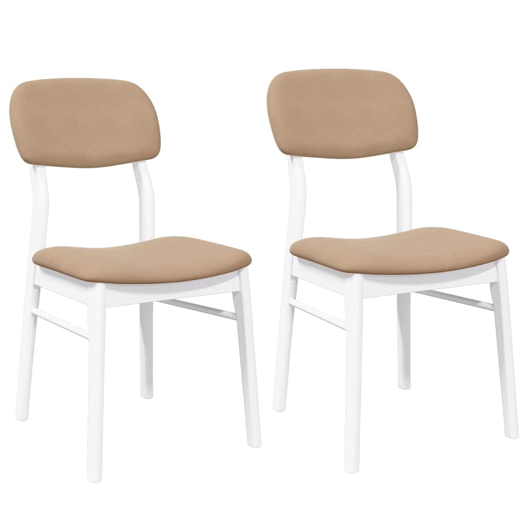 Dining room chairs with cushions 2 pcs rubber made of solid wood white