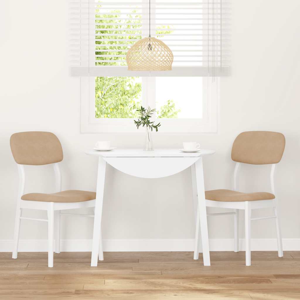 Dining room chairs with cushions 2 pcs rubber made of solid wood white