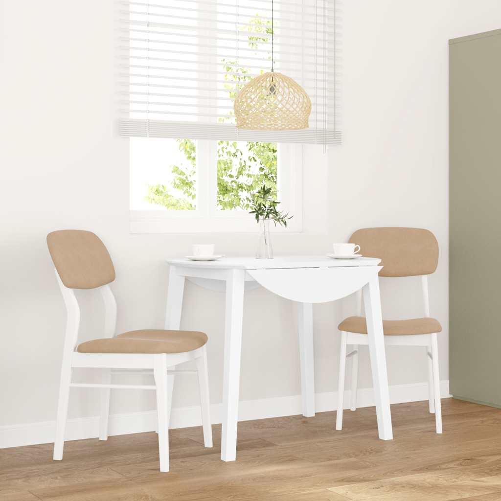 Dining room chairs with cushions 2 pcs rubber made of solid wood white