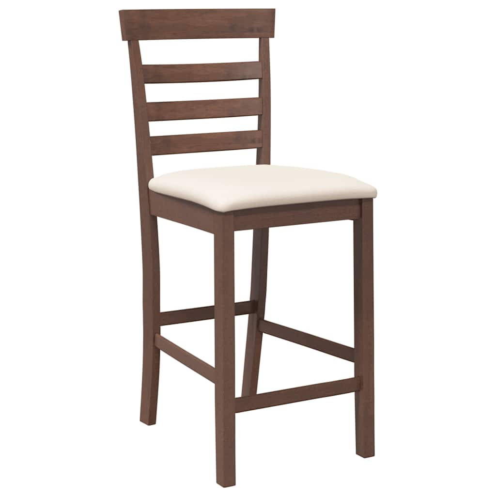 Bar stools with cushions 2 pcs made of rubber made of solid wood brown