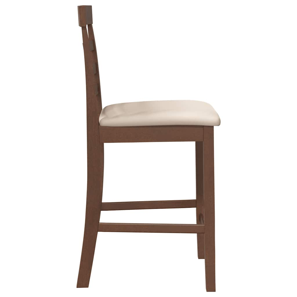 Bar stools with cushions 2 pcs made of rubber made of solid wood brown