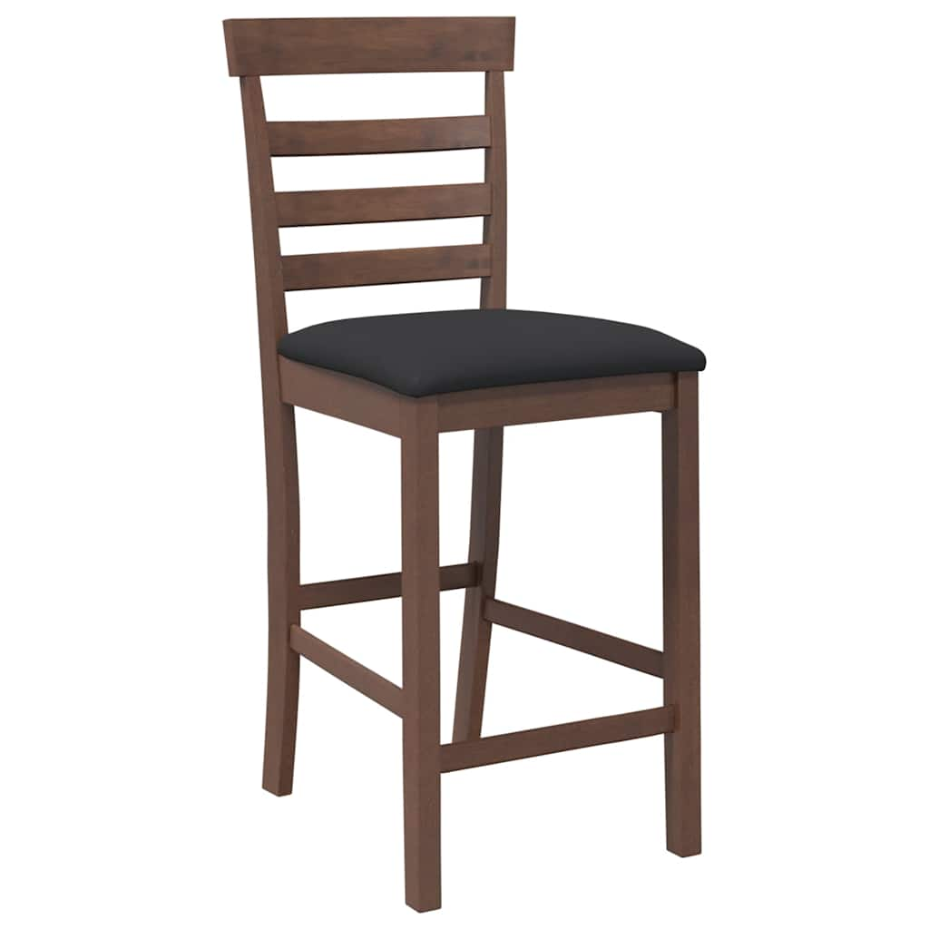 Bar stools with cushions 2 pcs made of rubber made of solid wood brown