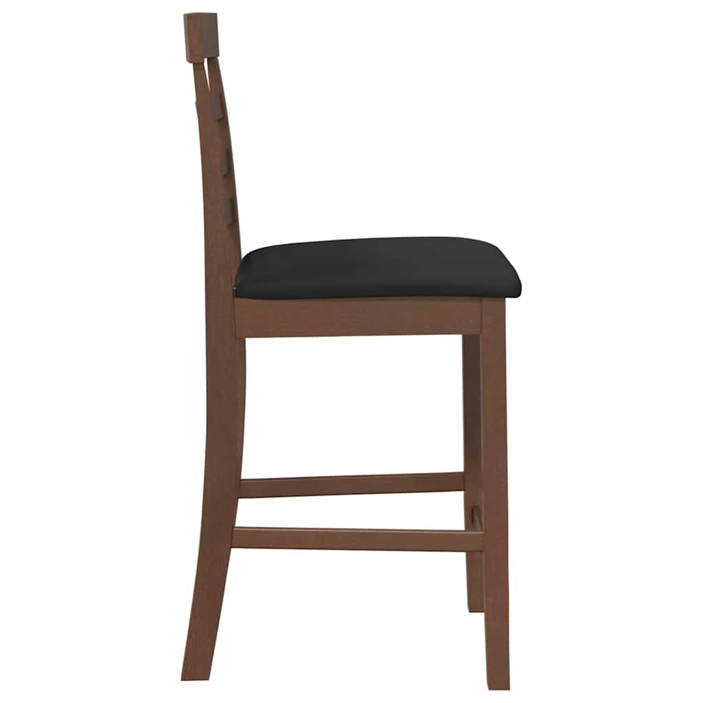 Bar stools with cushions 2 pcs made of rubber made of solid wood brown