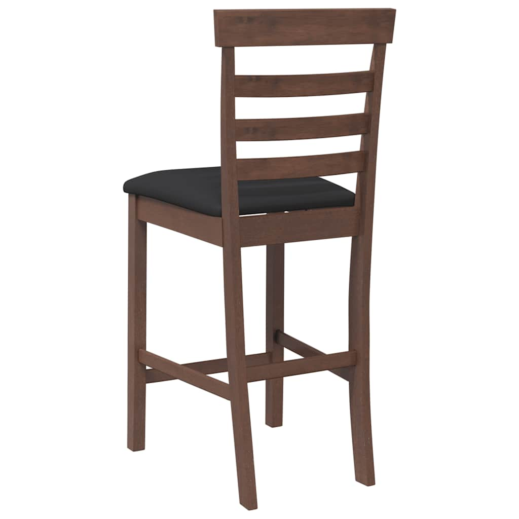 Bar stools with cushions 2 pcs made of rubber made of solid wood brown