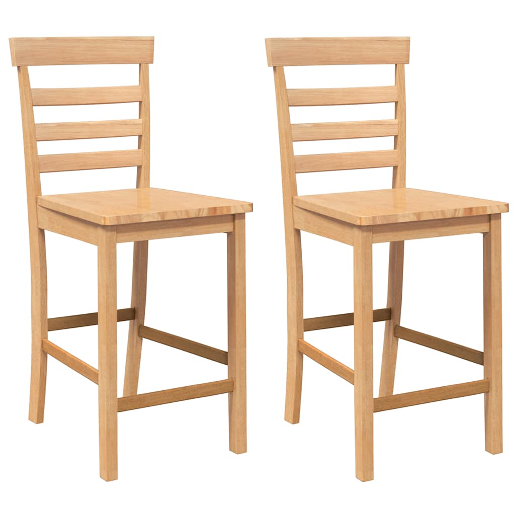 2 pcs solid wood bar stools with natural rubber