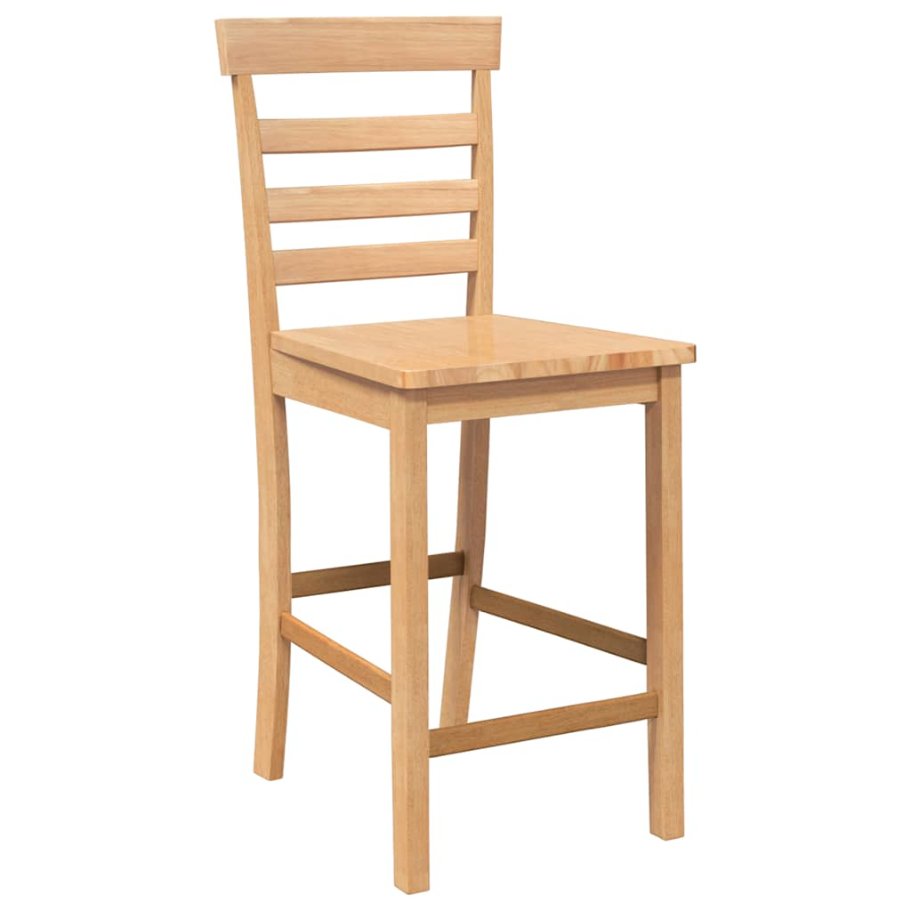 2 pcs solid wood bar stools with natural rubber