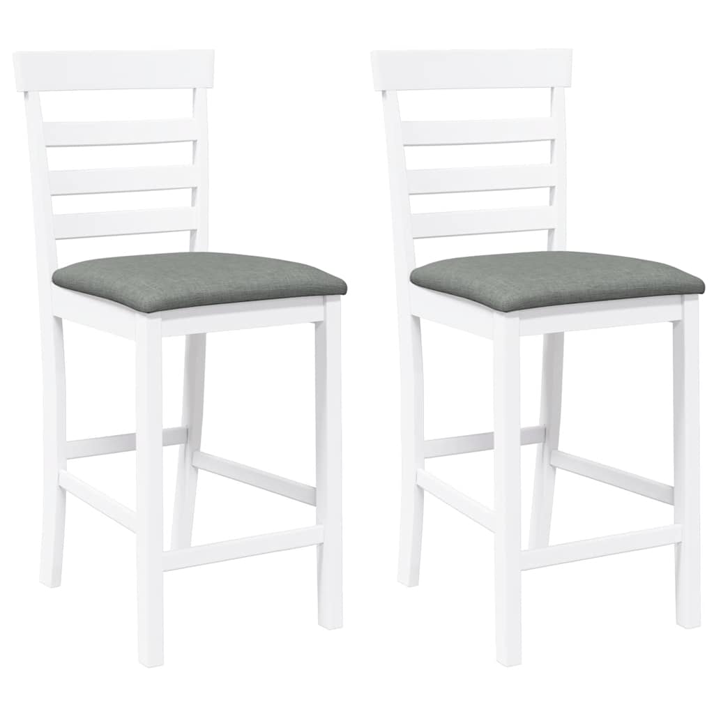 Bar stools with cushions 2 pcs made of rubber made of solid wood white