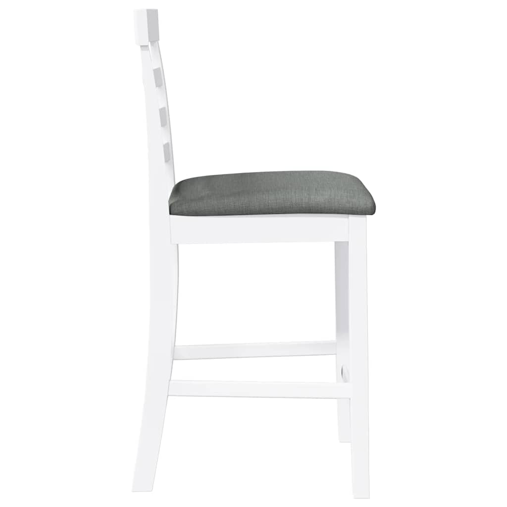 Bar stools with cushions 2 pcs made of rubber made of solid wood white