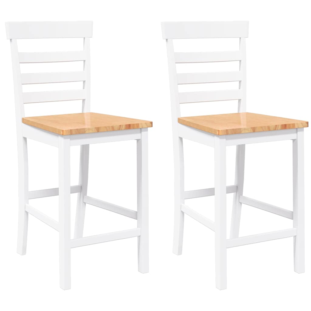 2 pcs solid wood rubber bar stools white