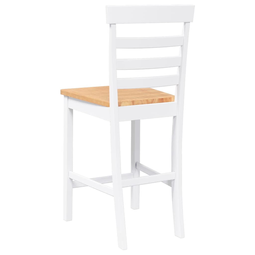 2 pcs solid wood rubber bar stools white