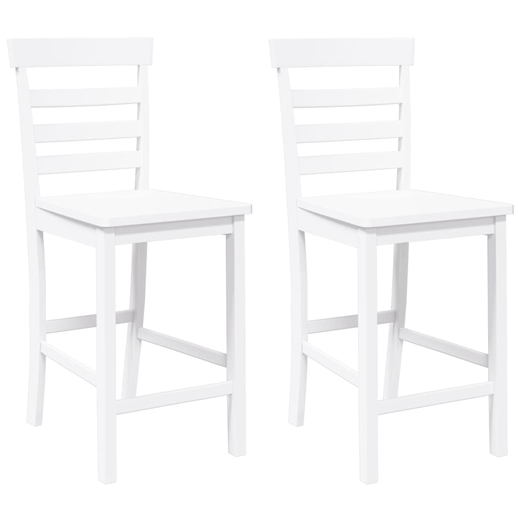 2 pcs solid wood rubber bar stools white