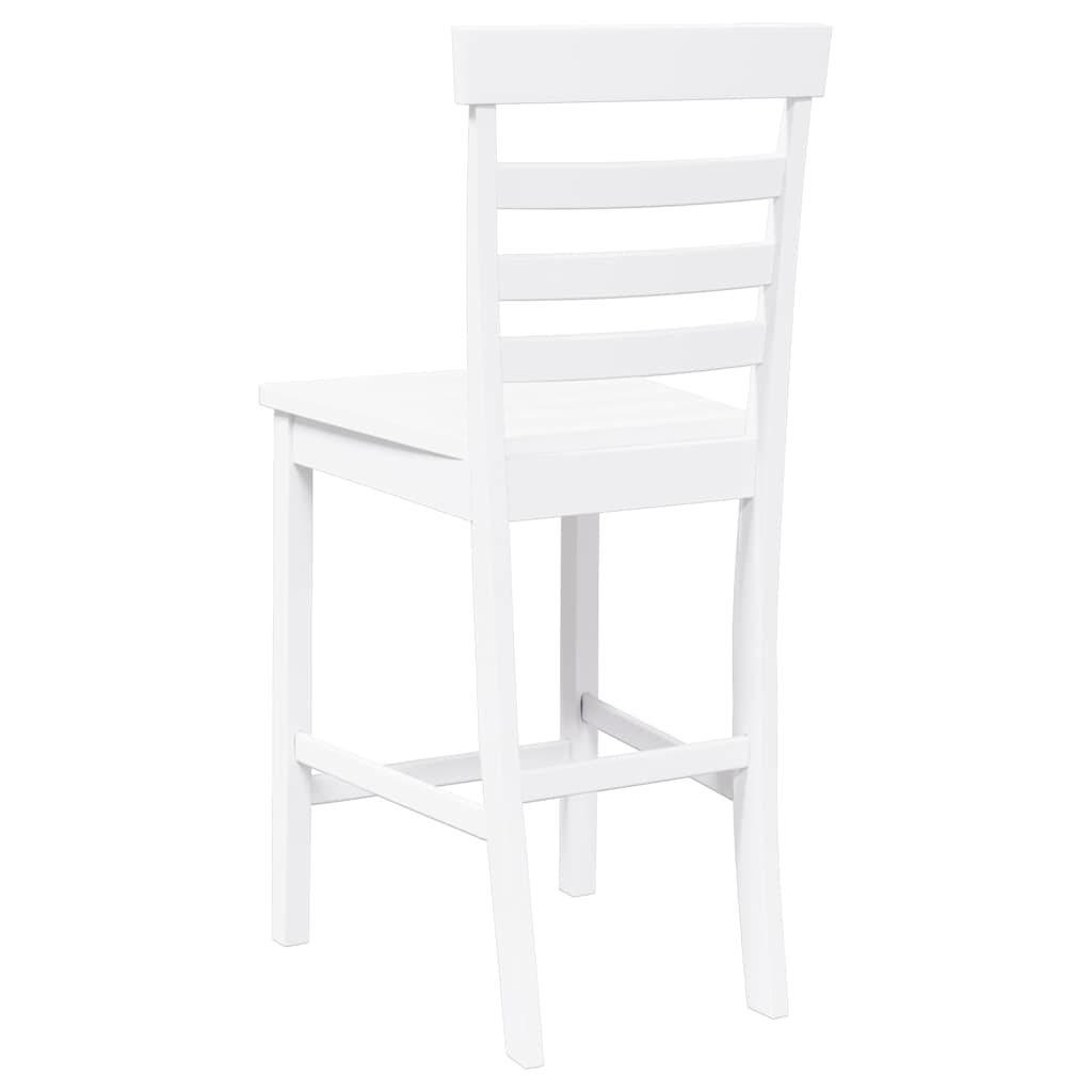 2 pcs solid wood rubber bar stools white