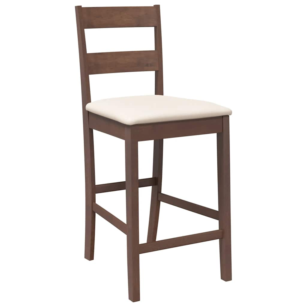 Bar stools with cushions 2 pcs made of rubber made of solid wood brown