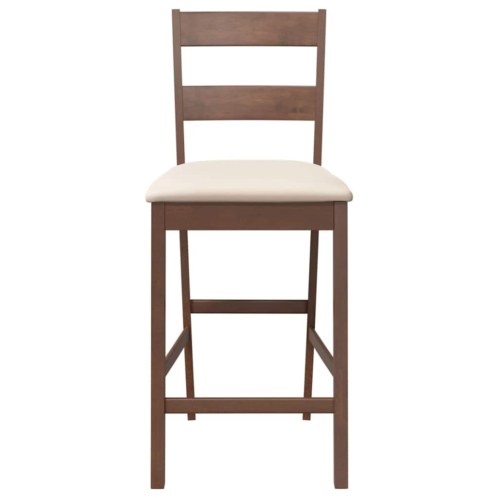 Bar stools with cushions 2 pcs made of rubber made of solid wood brown