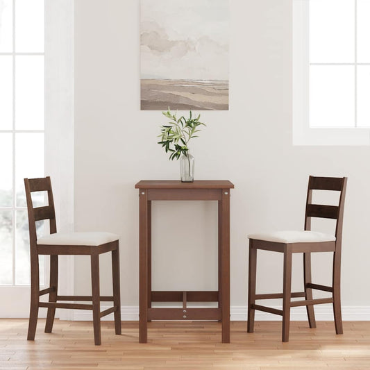 Bar stools with cushions 2 pcs made of rubber made of solid wood brown